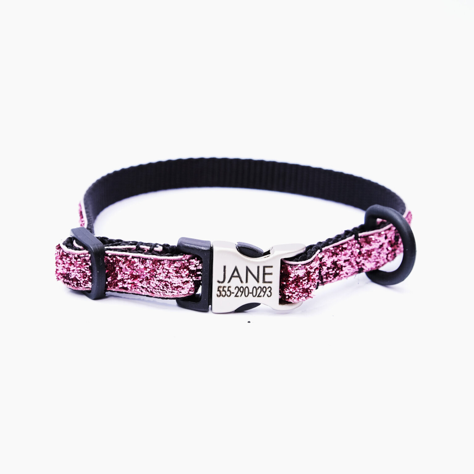 Personalized Glitter Puppy Collar & Cat Collar with Engraved Buckle