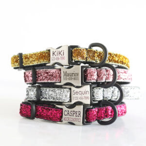 glitter puppy collar 3/8" mermaid engraved toy cat