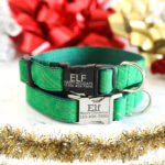 Christmas Dog Collar -- Elf Green and Gold Tinsel