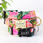 'Juliet' Navy Feminine Dog Collar - with Optional Personalization