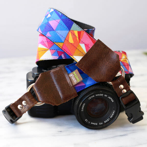 'Collins' Colorful Geometric Print Cotton DSLR Camera Strap