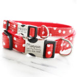 DD: Red Polka Dot Laminated Dog Collar 'Minnie'