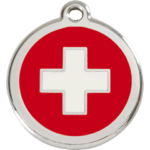 Red Dingo Enamel Swiss Cross Cat ID Tag