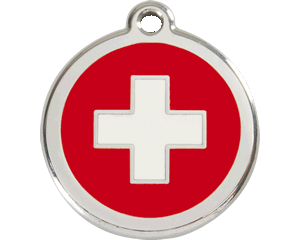 Red Dingo Enamel Swiss Cross Cat ID Tag