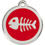 Red Dingo Enamel Fish Bone Cat ID Tag