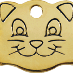 Red Dingo Brass Cat Face ID Tag