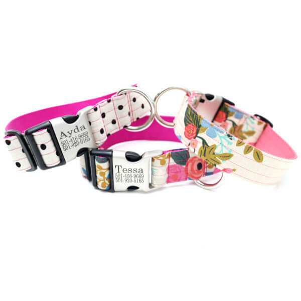extra wide canvas dog collars engraved names