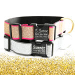 1.5 Inch Wide Personalized Glitter Dog Collar for Big Dogs + Greyhounds