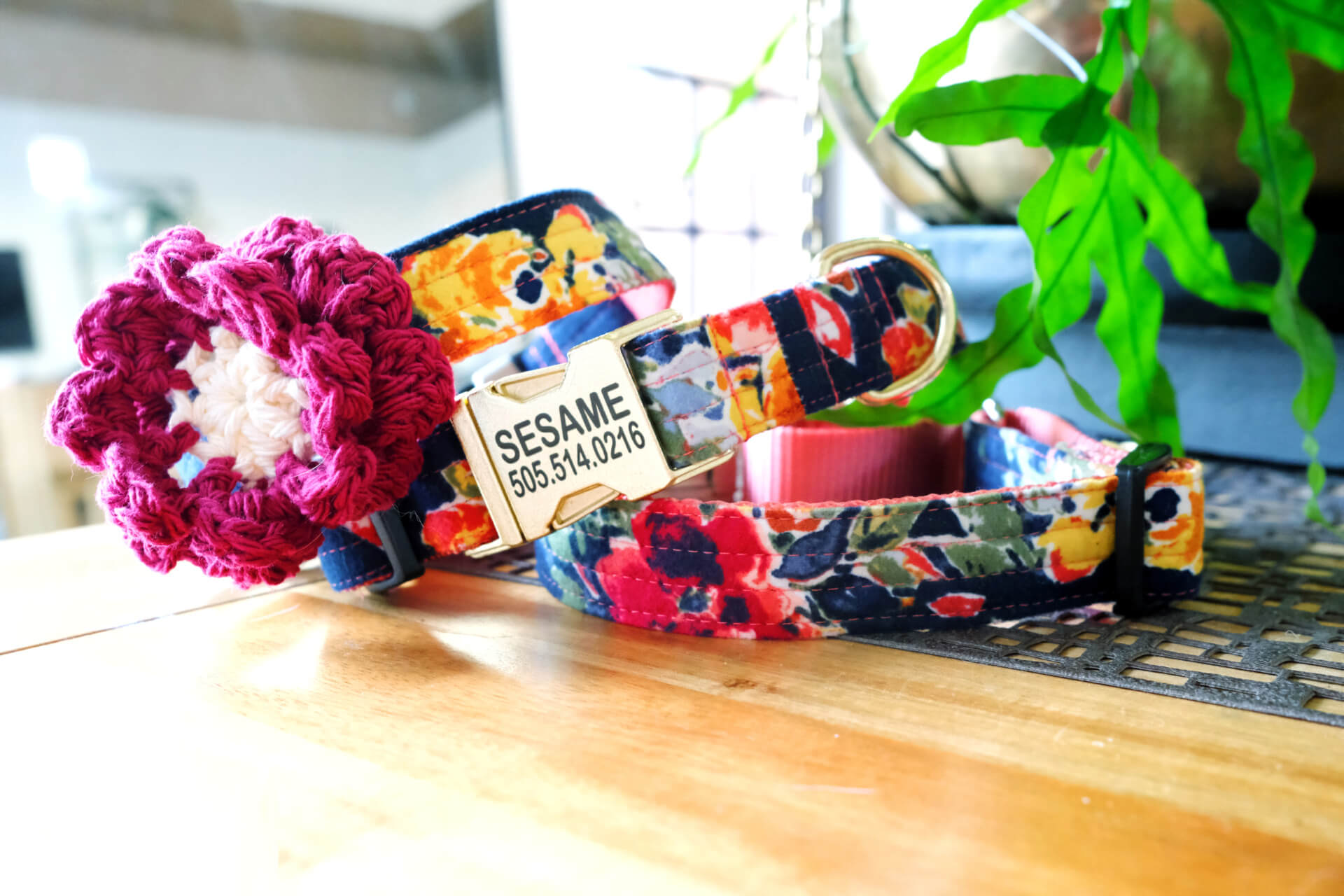 Autumn' Floral Flannel - Personalized Martingale Dog Collar