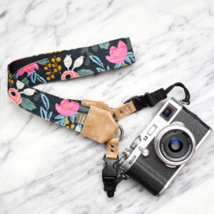 rifle paper co fleur camera strap blue