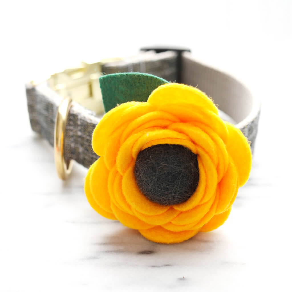 Red Poppy Dog Collar Flower Handmade in the USA