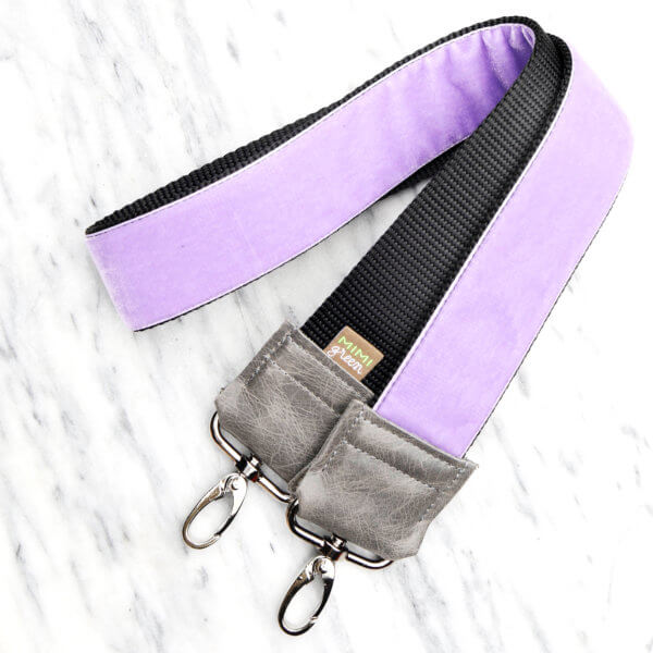 purple velvet bag strap