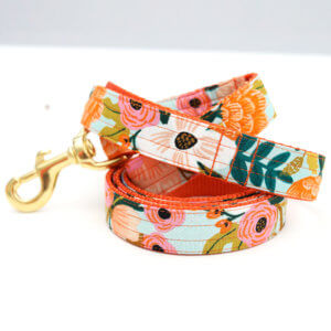 Rifle Paper Co floral dog leash mint