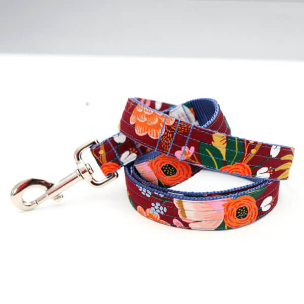 Lively wine floral rifle paper dog leash rifle paper co