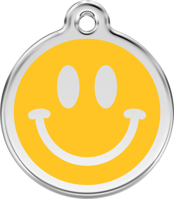 Red Dingo Smiley Face Dog Tag