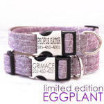 Eggplant Purple Linen Dog Collar * Optional Bowtie or Bandana