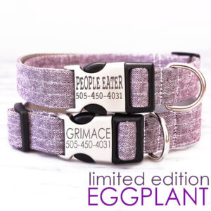 purple linen dog collar