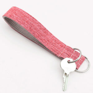 red linen key fob chain