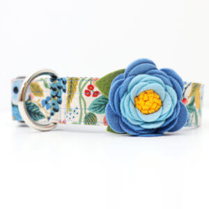 dog collar wildflower rifle paper co felt accessory blue