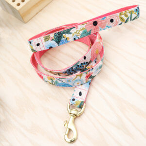 Garden Party floral dog leash with rifle paper co fabric