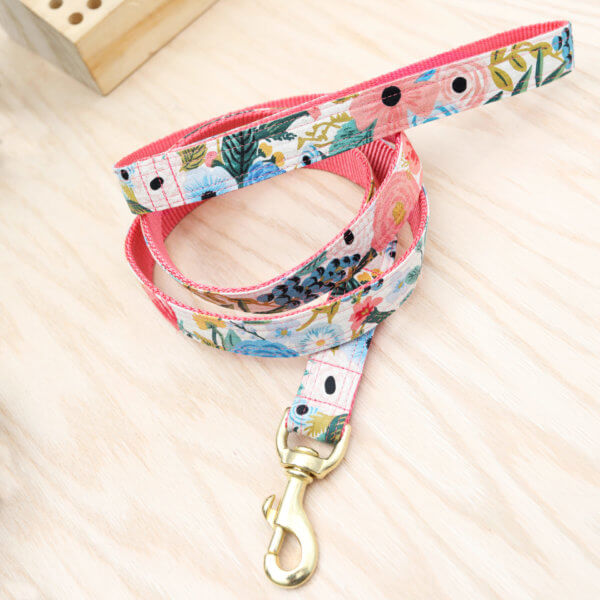 Garden Party floral dog leash with rifle paper co fabric