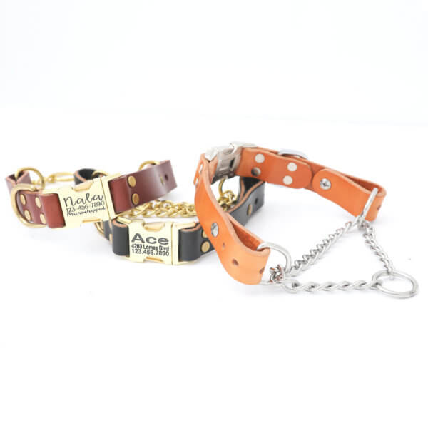 leather martingale dog collar quick side release buckle