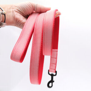 Red herringbone dog leash
