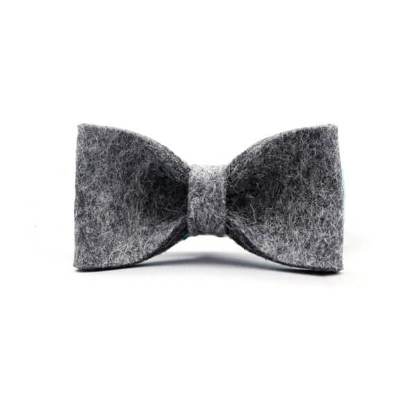 DD: Dog Collar Wool Felt Bow Tie - Graphite Dark Grey