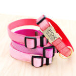 Valentine's Day Dog Collar --  Red and Pink Herringbone