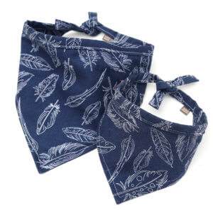 Quill blue feather dog bandana