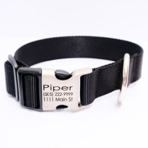 black big dog collar engraved