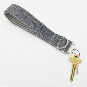 Charcoal Linen Wristlet Key Fob