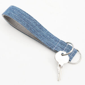 Nautical Blue Linen Wristlet Key Fob
