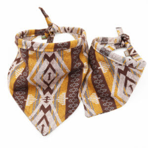 Mustard yellow native pattern dog bandana
