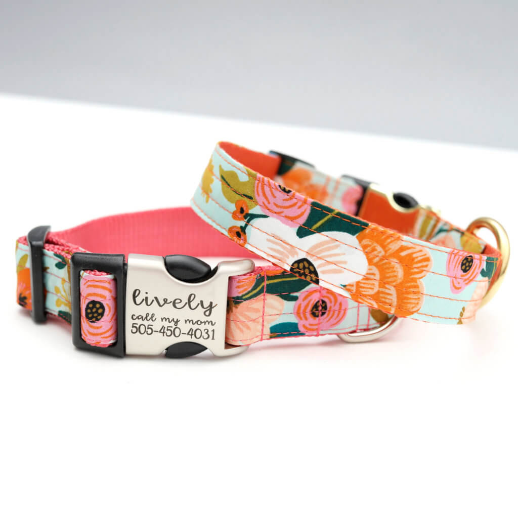 Rifle Paper Co floral dog collar mint