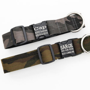 Camouflage Dog Collar with Engraved Buckle 1.5 Wide