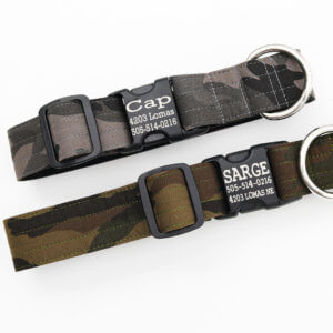 camo dog collar engraved wide for big dog