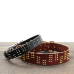 Custom Studded Leather Collar – Digital Dot Pattern