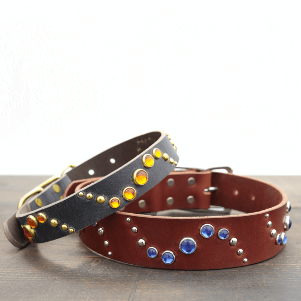 Custom Studded Leather Dog Collar — Yin Yang Pattern