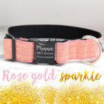 Rose Gold Dog Collar * Pink Sparkle Linen with Engraved Buckle * 1.5" Wide