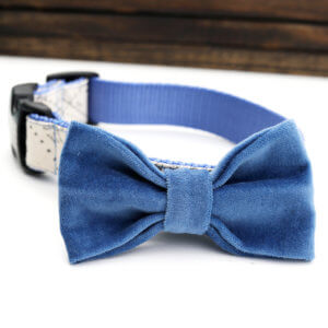 Velveteen Dog Collar Bow Tie for Ukraine - Cadet Blue 