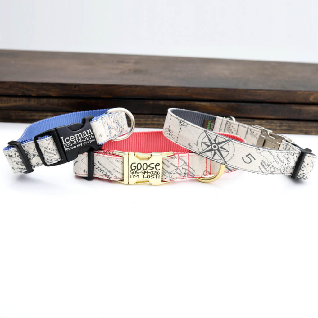 travel dog collar nautical symbols
