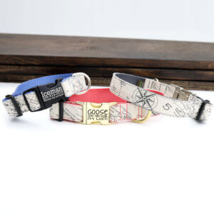 travel dog collar nautical symbols