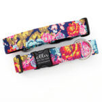 ELLA Feminine Floral Dog Collar 1.5 Inch Wide for Large Dogs + Greyhounds