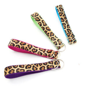 velvet leopard key chain fob