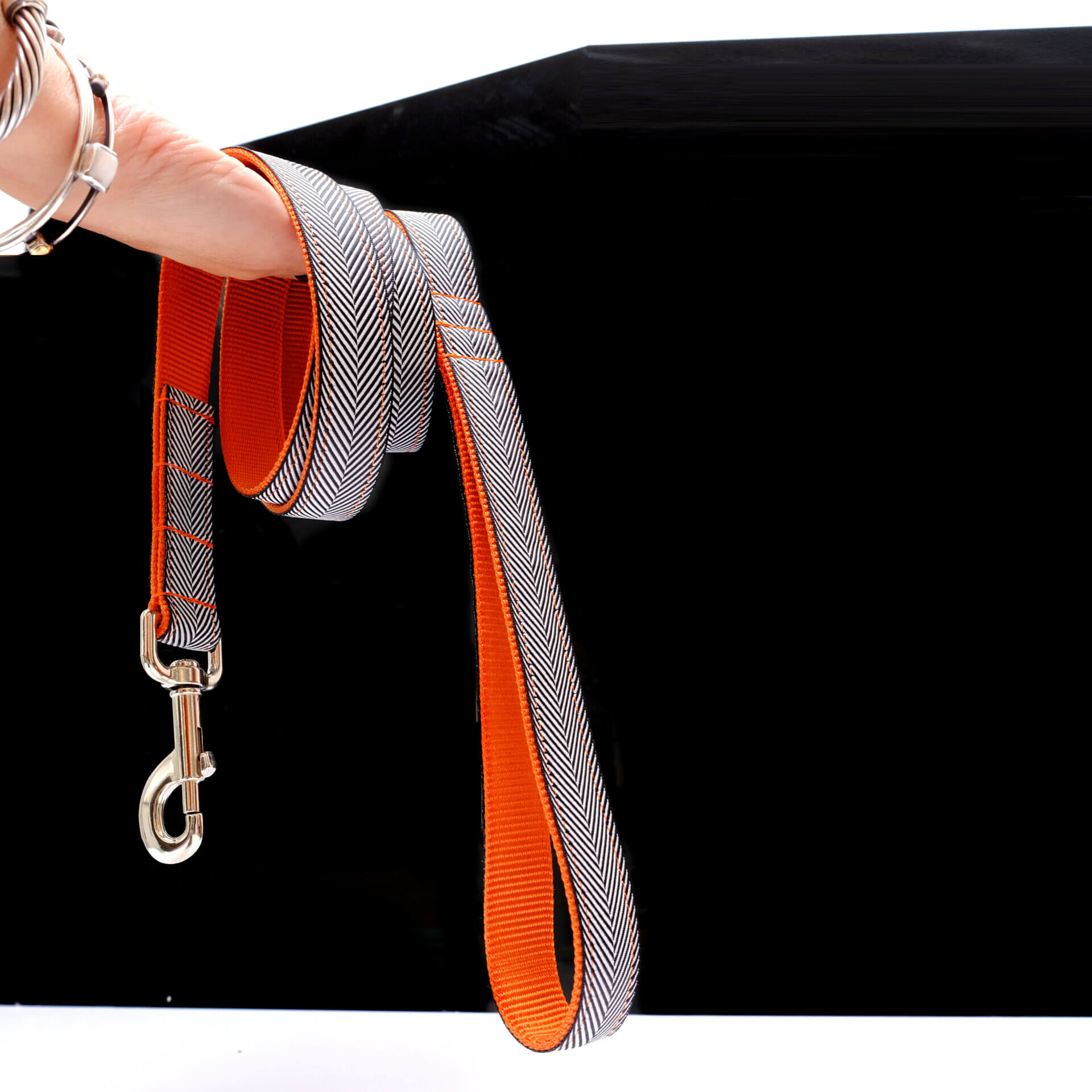 stylish halloween dog leash orange black
