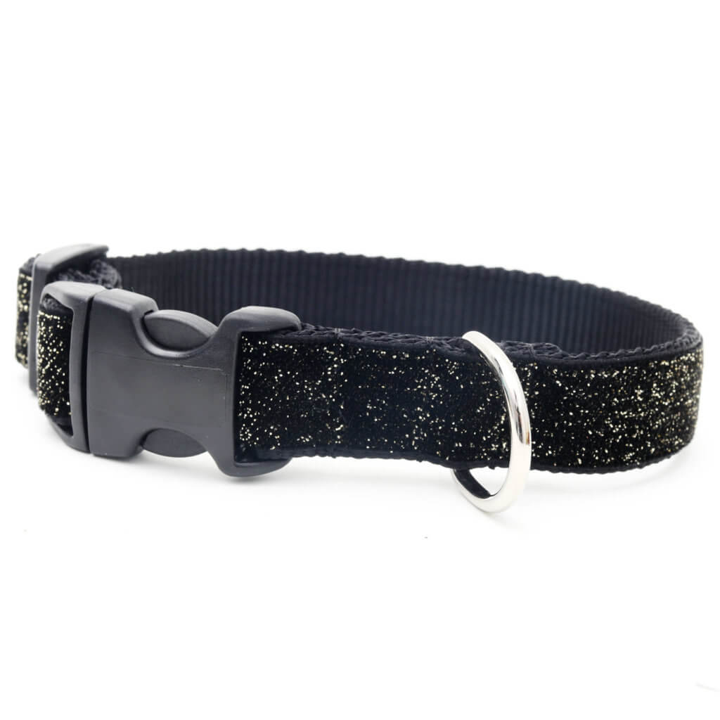 black gold glitter dog collar