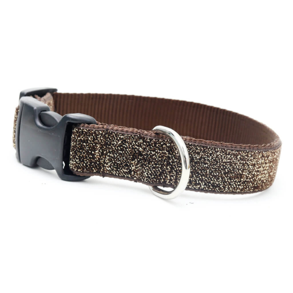 brown glitter dog collar