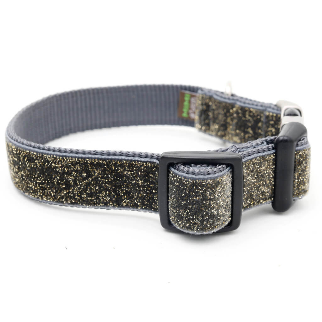 grey glitter dog collar