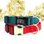 Holiday Red and Green Nylon Dog Collar